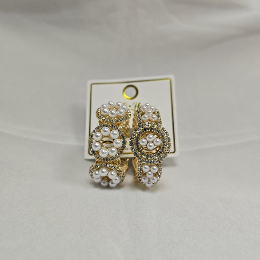 Girls 2-Piece Bangle Set with Stones & Artificial Pearl – Gold Color (Ages 4 to 12)