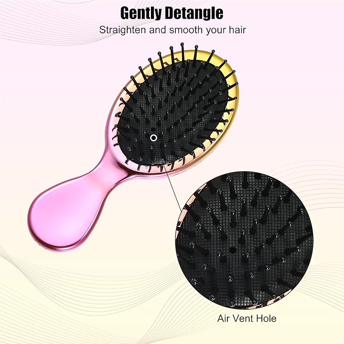 Mini Travel Hair Brush, Pocket Colorful Gradient Detangler Brush for Wet and Dry Hair