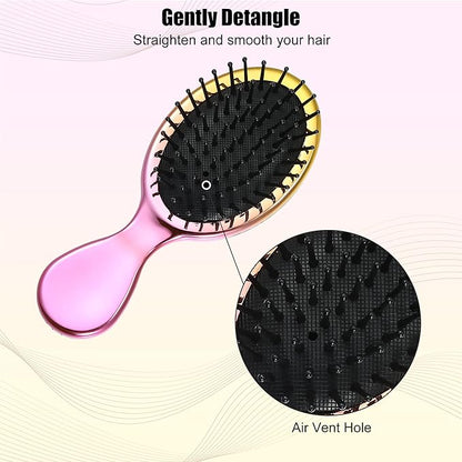 Mini Travel Hair Brush, Pocket Colorful Gradient Detangler Brush for Wet and Dry Hair