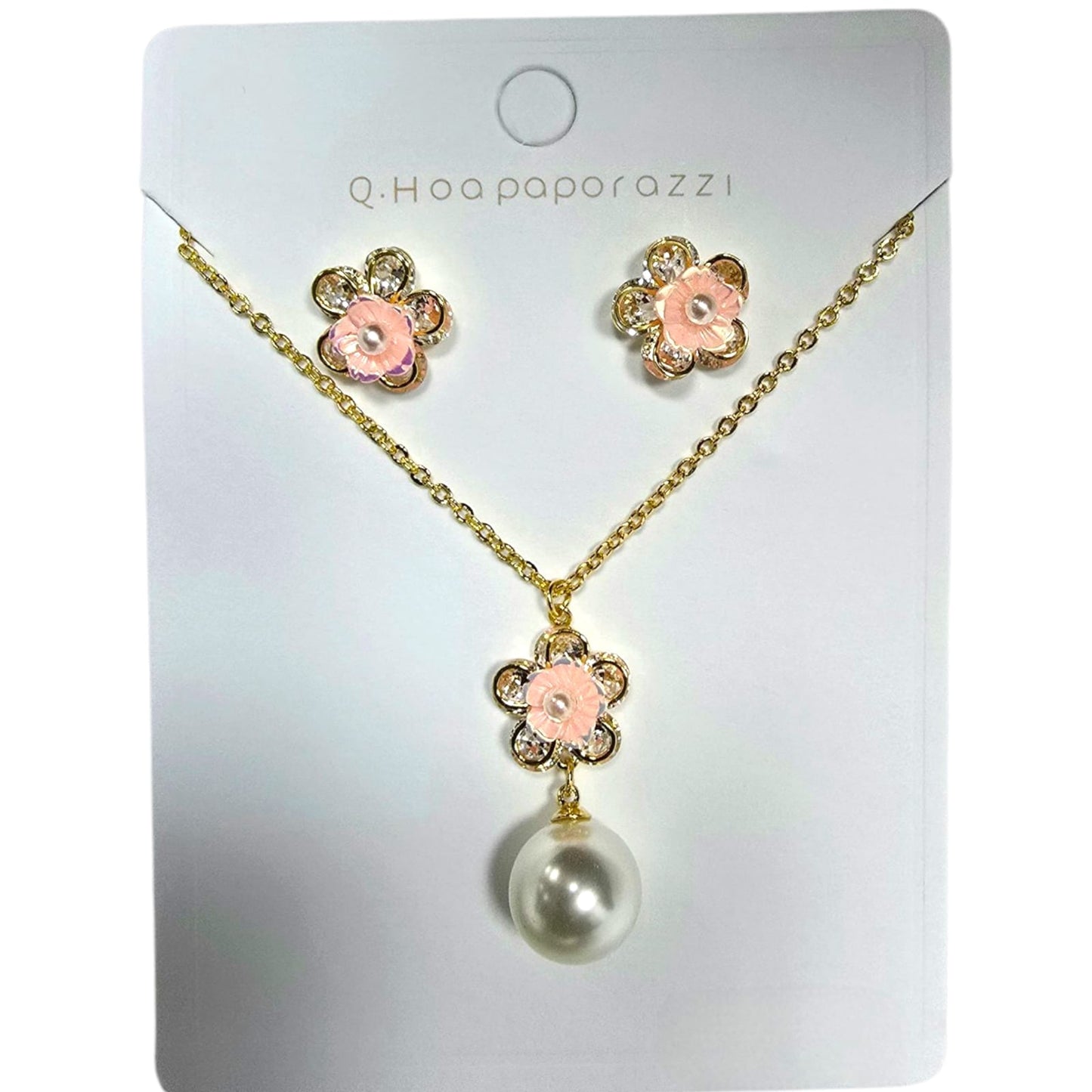 Necklace with Earrings – Assorted Color Flower Design