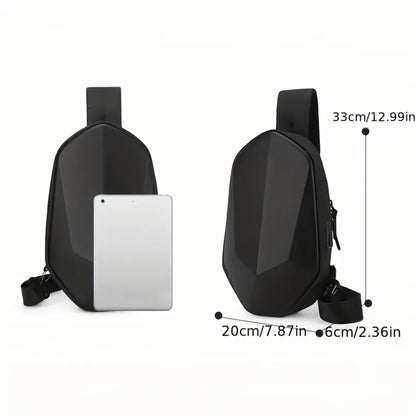 CROSS BODY SHOULDER BAG WITH USB PORT-BLACK