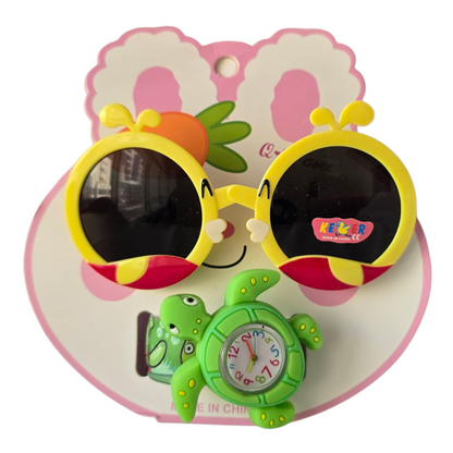 Kids Combo, Kids Round Shape Sunglasses, With Analog Watch
