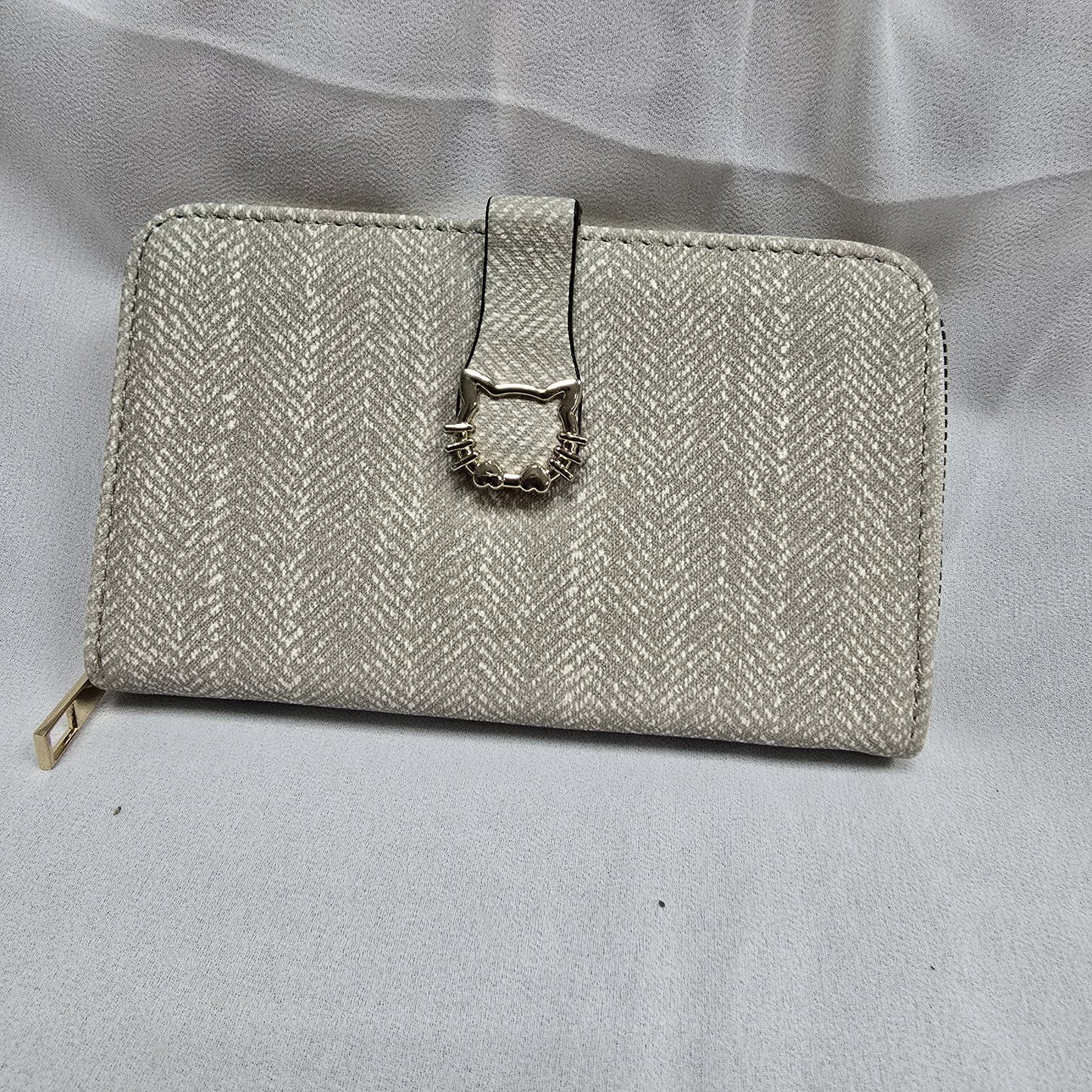 PU Leather Women’s Wallet with Zipper Pocket and Card Holder (TP-000133) - Gray