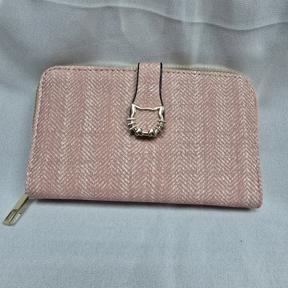PU Leather Women’s Wallet with Zipper Pocket and Card Holder (TP-000133) - Light Pink
