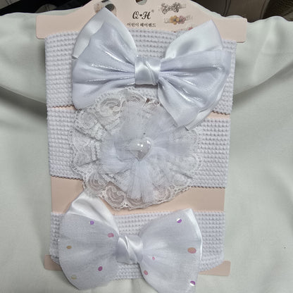 Baby Hair Band with Plain Bow – 4-Piece Set