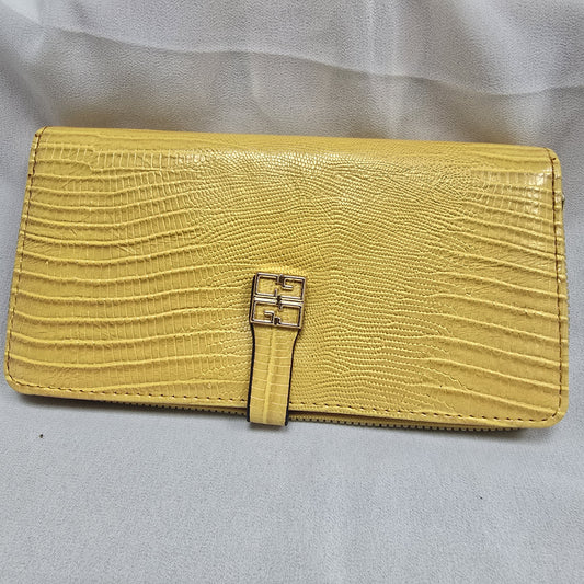PU Leather Women’s Wallet with Zipper Pocket and Card Holder (XX-34) - Yellow